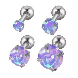 Purple Opal Earrings Helix Tragus Screw Ball